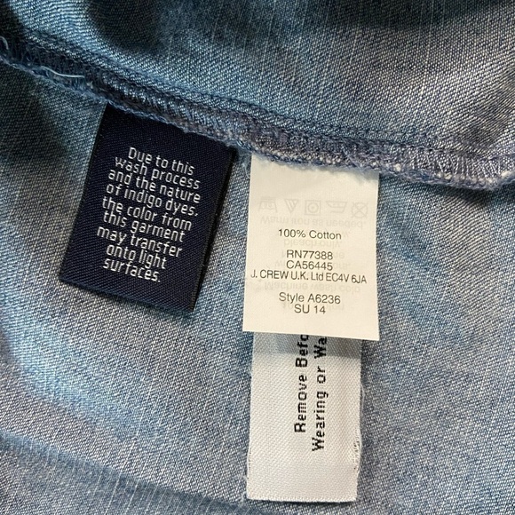 J. Crew 100% Cotton Denim Sleeveless Shift Dress w/ Embroidered Trim Small - Picture 7 of 9